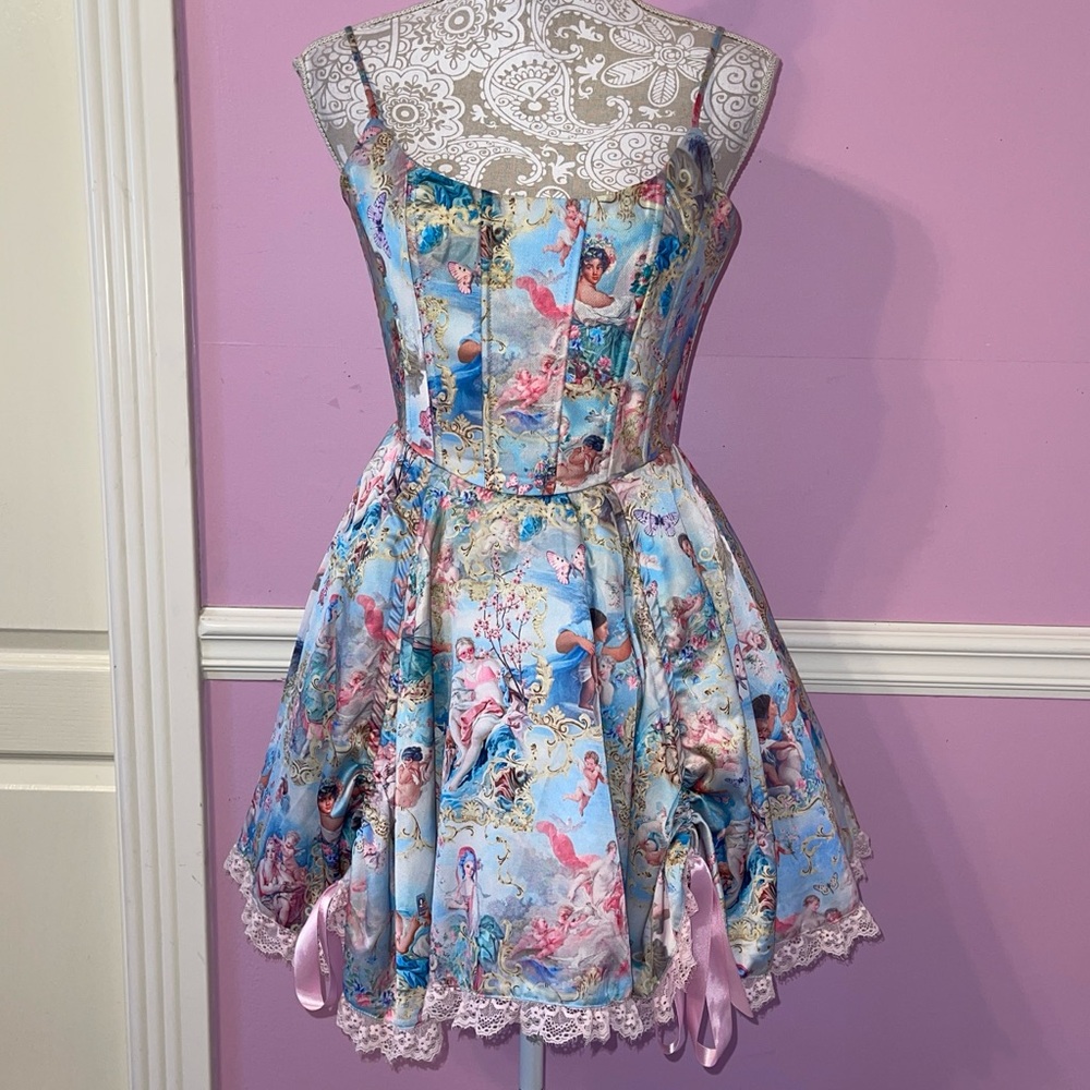 Dolls kill sugar thrillz corset dress fairycore cottage renaissance art fairy